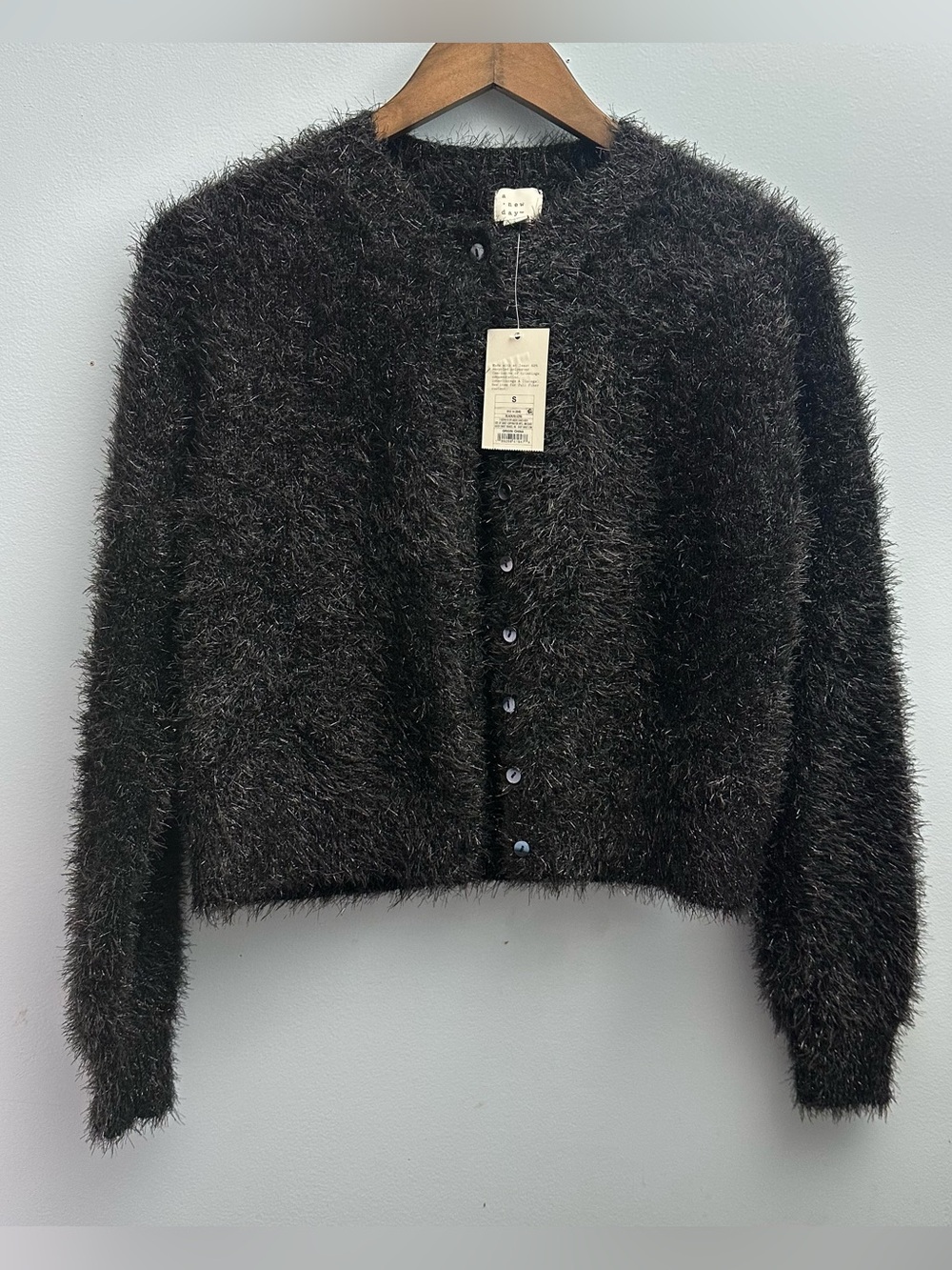 NWT A New Day Black Fuzzy L/S Party Cardigan Small
